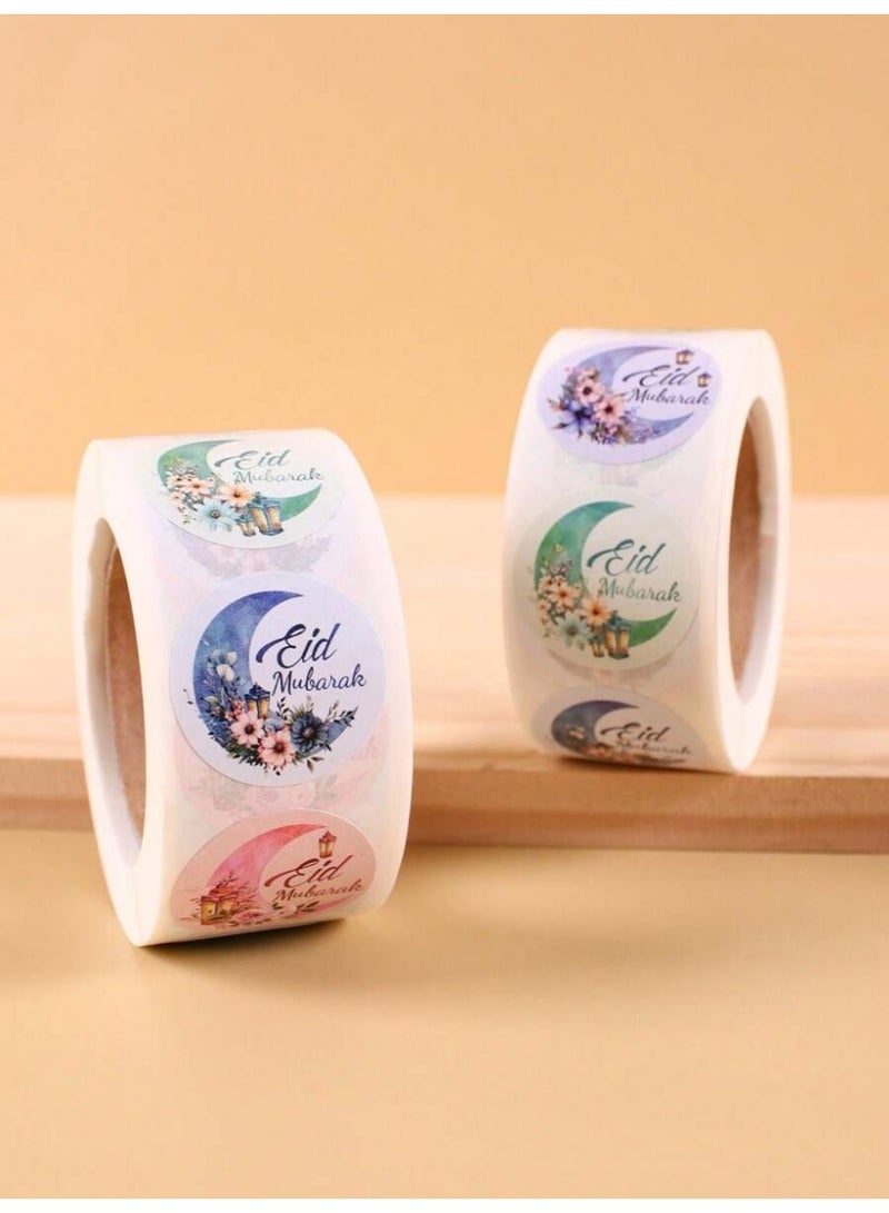 Eid giveaways round Eid Mubarak decorative stickers 500 pieces for gifts and sweets - Image 3
